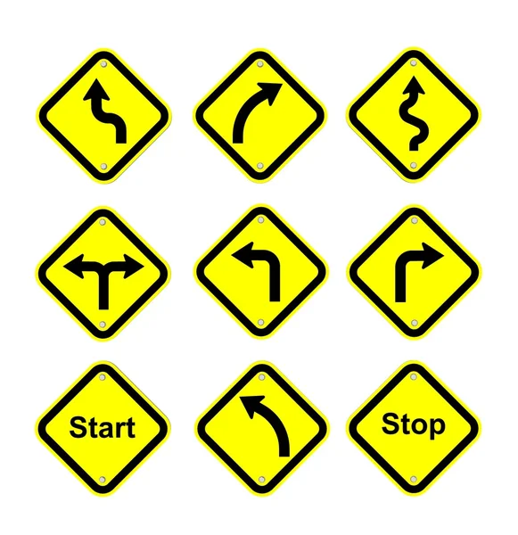 多黄色交通标志 — 图库照片