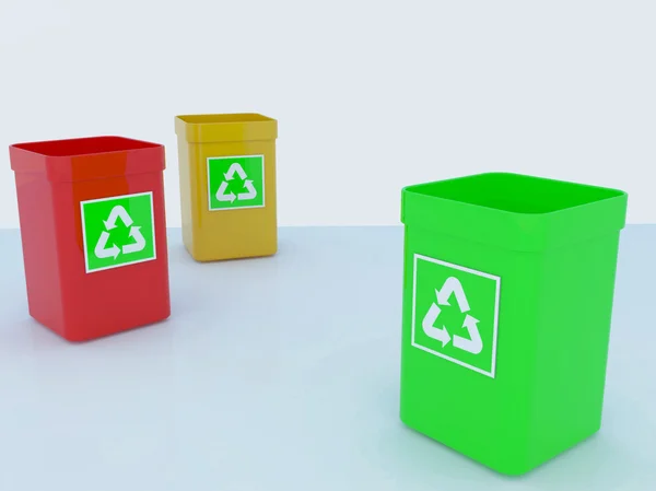 Corbeille avec une icône de recyclage verte dans le corps en plastique — Photo