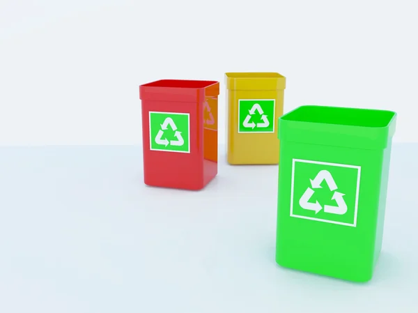 플라스틱 바디에 녹색 재활용 아이콘 휴지통 — 스톡 사진