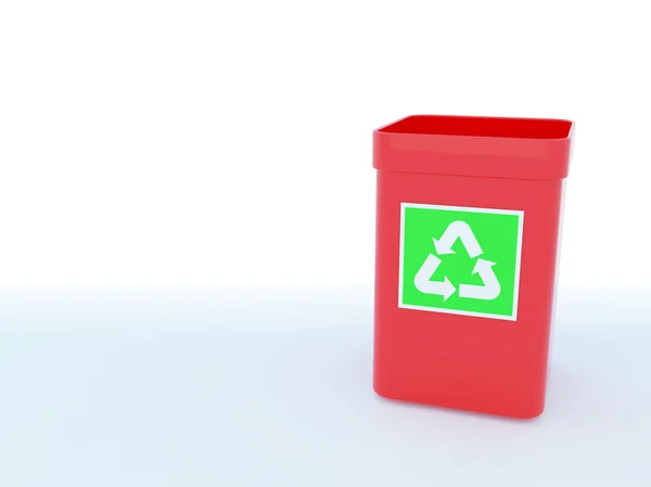 Корзина для мусора с зеленым значком утилизации в пластиковом корпусе — стоковое фото