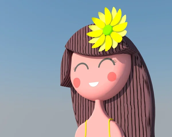 Lächeln mit Sonnenblume — Stockfoto