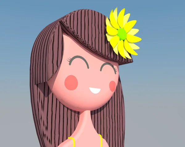 Lächeln mit Sonnenblume — Stockfoto