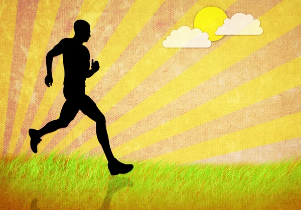 Плакат бегущего человека — стоковое фото