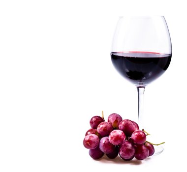 kırmızı şarap ve üzüm şarap kadehi
