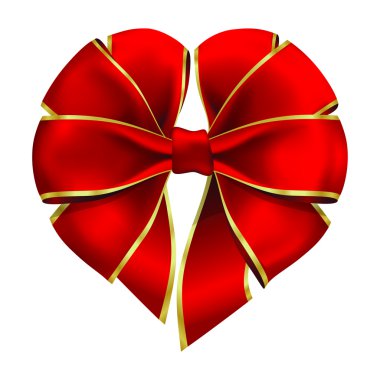 Heart shaped red bow clipart