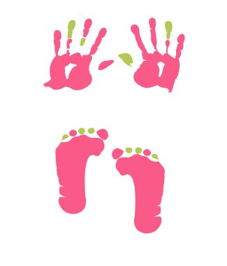 Baby girl handprint - footprint clipart