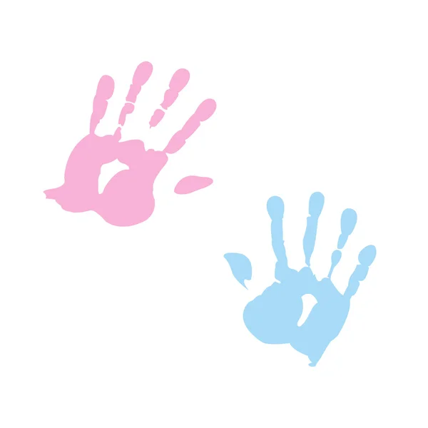 Huella de mano de niña y niño — Archivo Imágenes Vectoriales