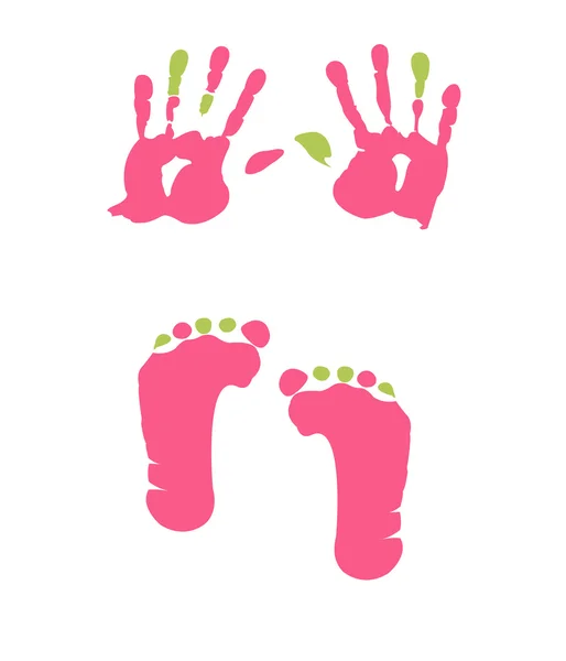 Μωρό handprint κορίτσι - αποτύπωμα — Διανυσματικό Αρχείο
