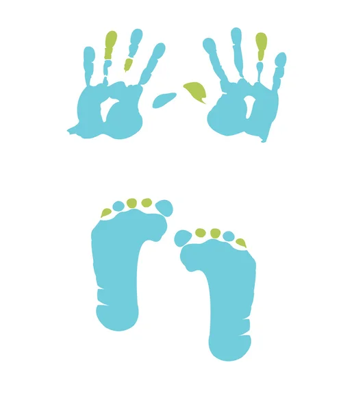 Baby boy handprint - footprint — Stock Vector