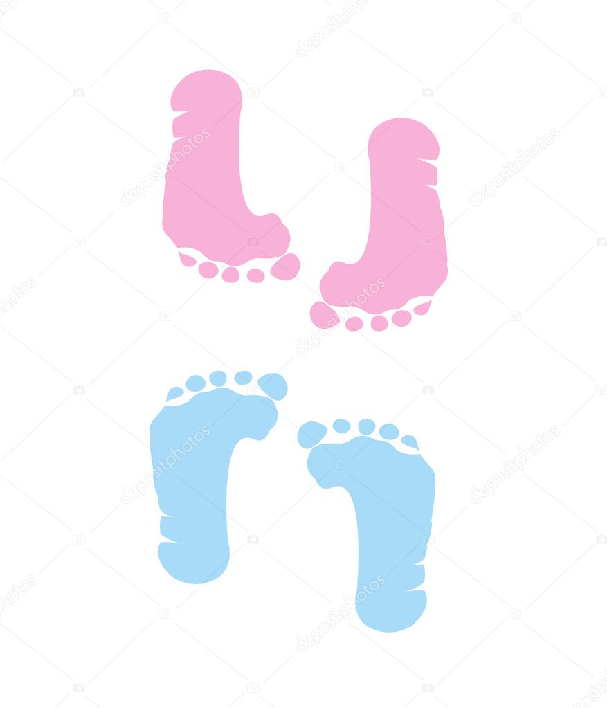 Footprint of girl and boy