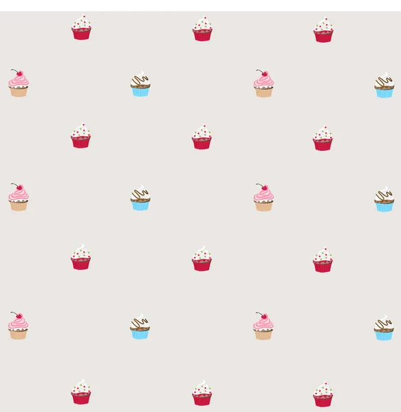 Motif sans couture avec cupcakes décorés — Image vectorielle