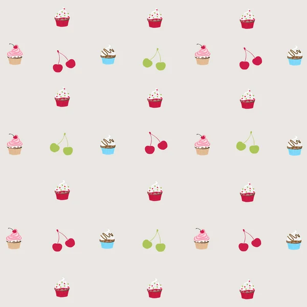 Nahtloses Muster mit verzierten Cupcakes — Stockvektor