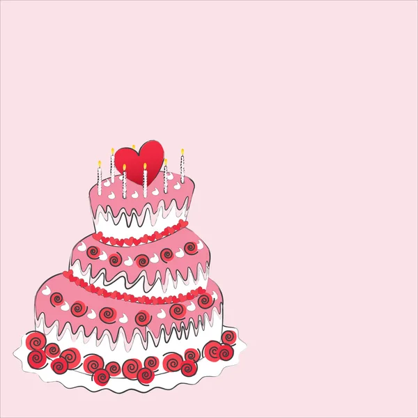 Esküvői torta, Valentin-nap — Stock Vector