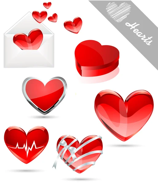 Hjärtan hjärtans ikoner — Stock vektor