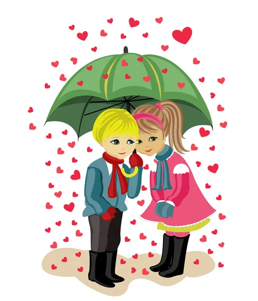 Aftelkalender voor Valentijnsdag, meisje en jongen — Stockvector
