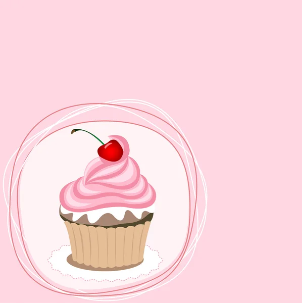 ピンク カップケーキ — ストックベクタ