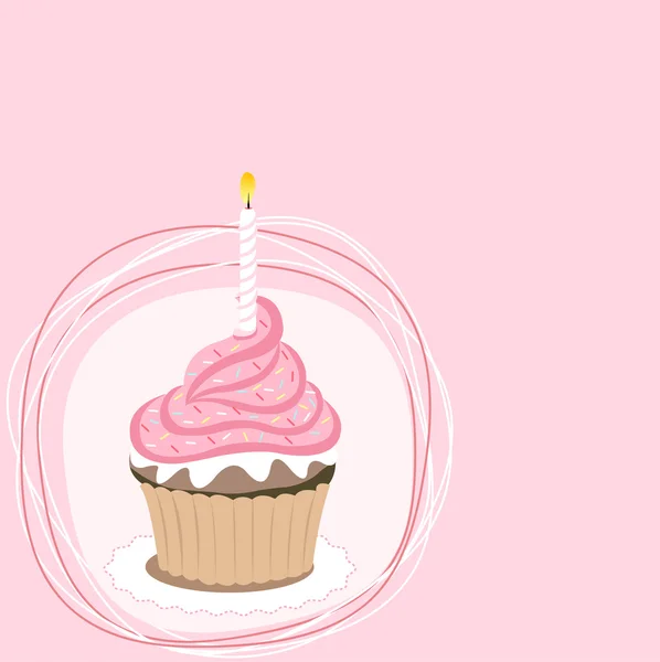 Roze cupcake — Stockvector