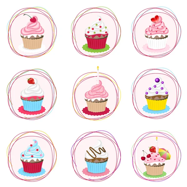 Ensemble de cupcake — Image vectorielle