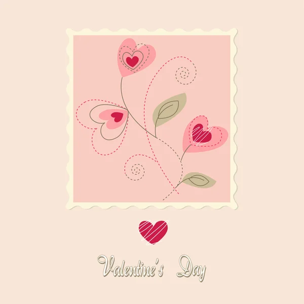 Aftelkalender voor Valentijnsdag bloemen kaart — Stockvector