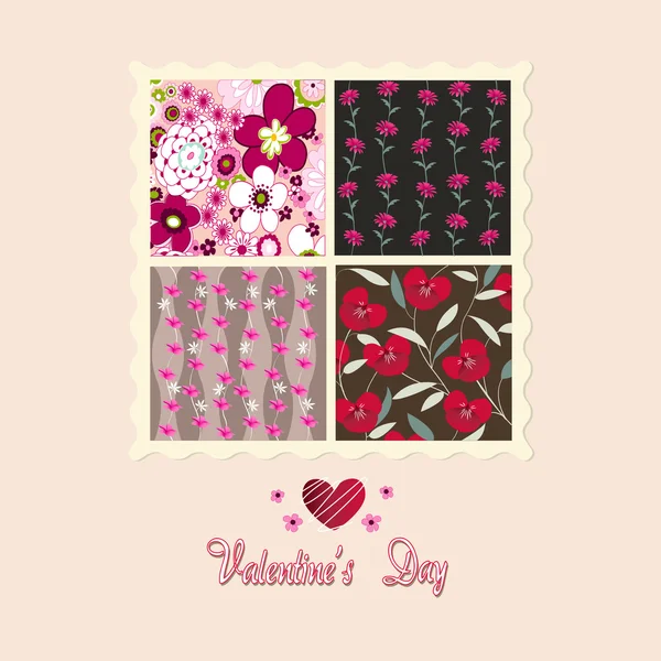 Tarjeta de flores, día de San Valentín — Vector de stock
