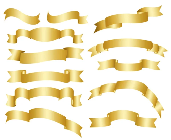 Gold ribbon set — Stock Vector