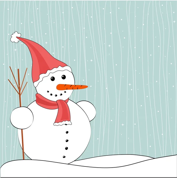 Christmas winter snowman background — Stock Vector