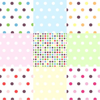 Seamless patterns, polka dot set clipart