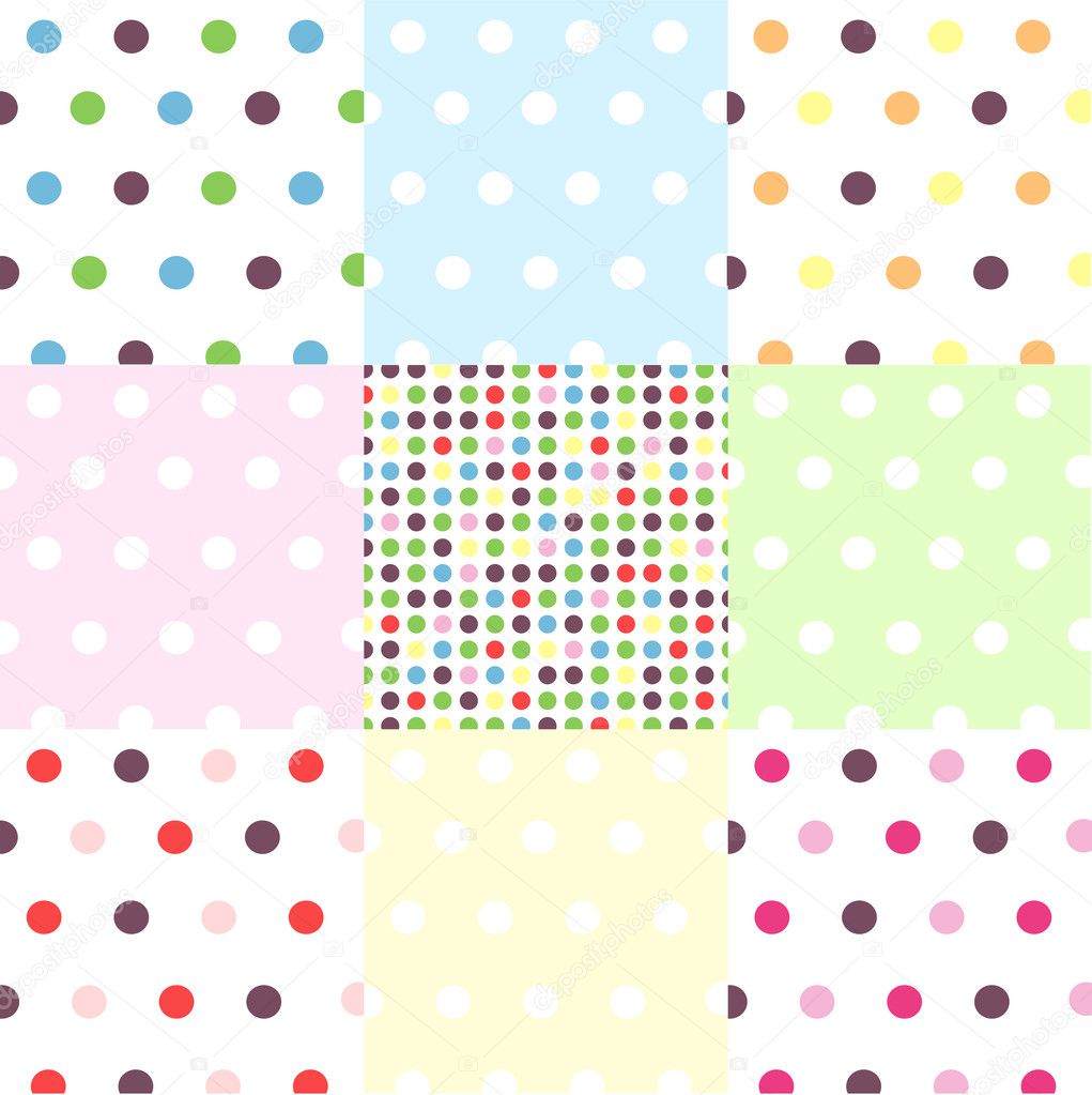 Seamless patterns, polka dot set