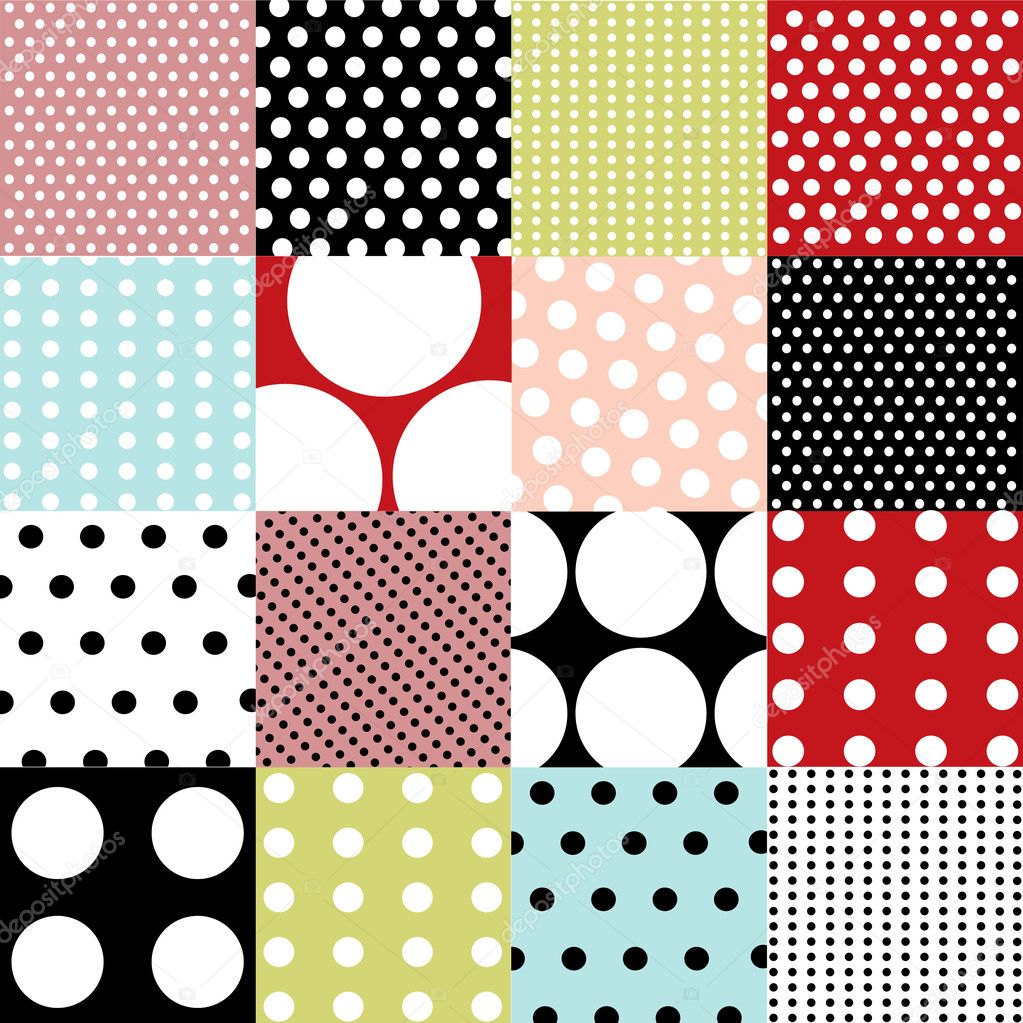 Seamless patterns, polka dot set