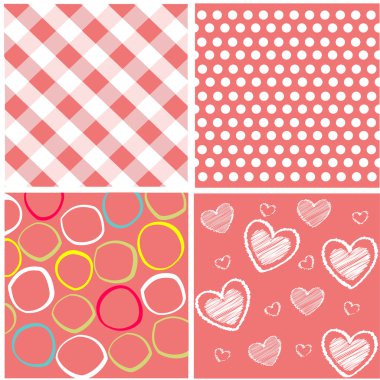 Seamless patterns with fabric texture clipart