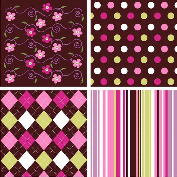 Seamless patterns with fabric texture — Stock Vector