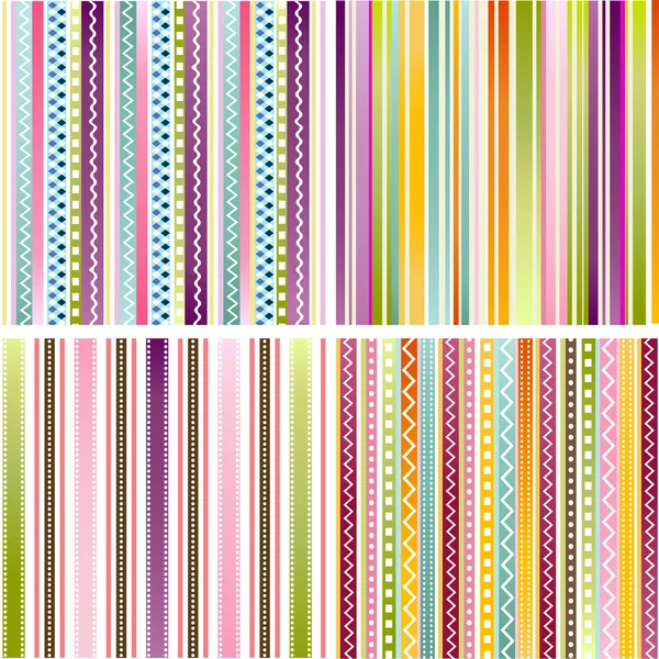 Colorful seamless patterns with fabric texture — Stock Vector