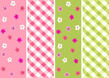 Baby girl seamless patterns with fabric texture clipart