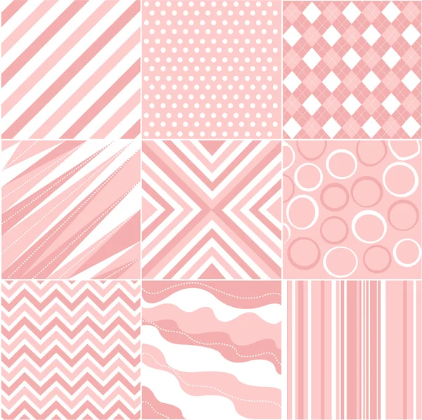 Seamless pink patterns with fabric texture — Stock Vector