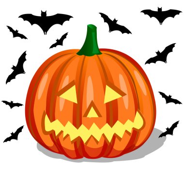 Pumpkin and bats clipart