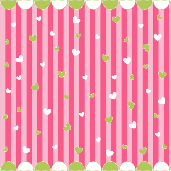 Mignon motif sans couture avec petits coeurs, carte bébé — Image vectorielle