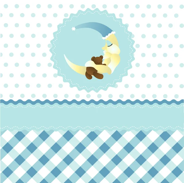 Patrón de bebé sin costuras, fondo de pantalla azul de la luna de dibujos animados — Vector de stock