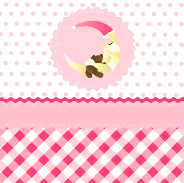 Patrón de niña sin costuras, fondo de pantalla de luna de dibujos animados rosa — Vector de stock