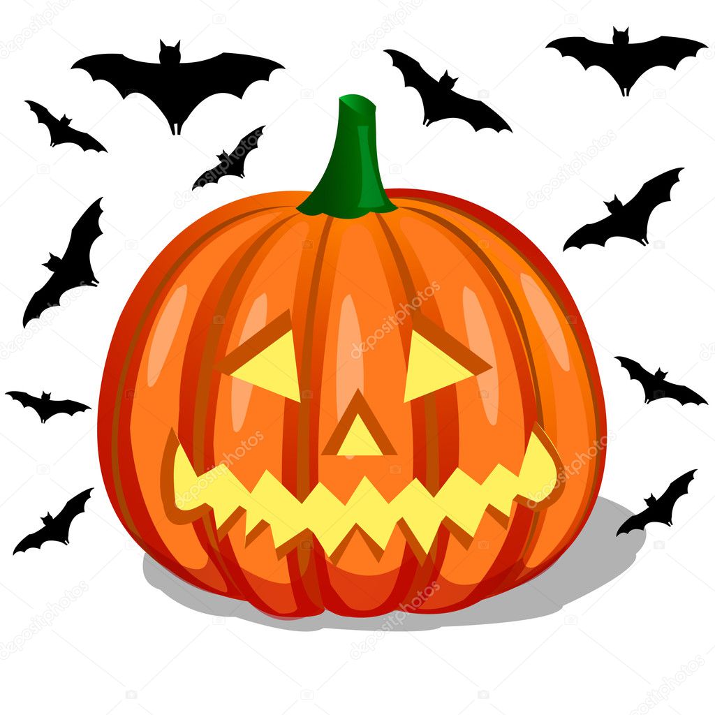 Pumpkin and bats Stock Vector by ©lemony 9620844