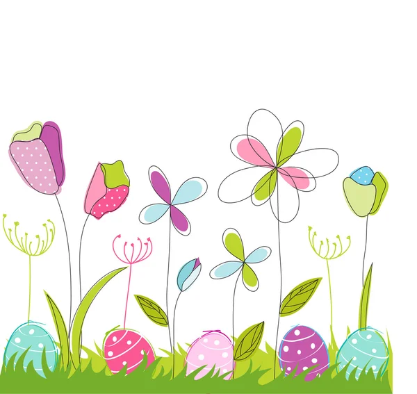 Blommor, påsk gratulationskort — Stock vektor