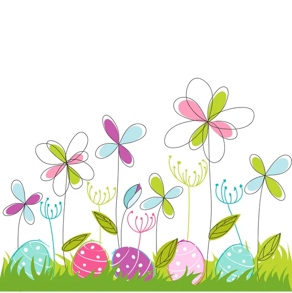 Tarjeta de felicitación floral, de Pascua — Vector de stock