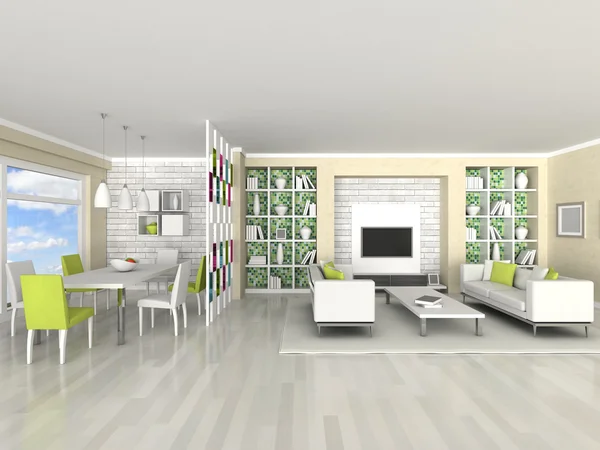 Sisustus moderni huone, olohuone, ruokasali — kuvapankkivalokuva