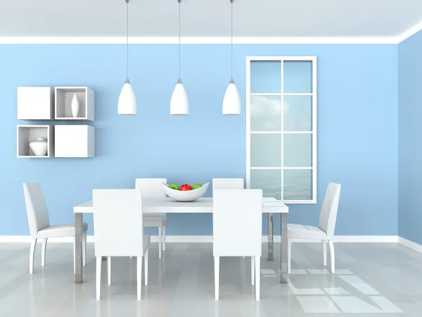 Blue modern dining room — Stock Photo, Image