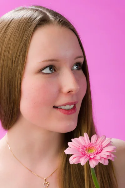 Chica y flor — Foto de Stock