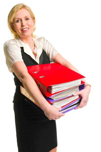 Woman and folders — Stock Photo, Image