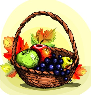 Basket with fruit. clipart