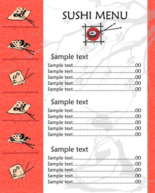 A vector illustration of a sushi menu template with space for text. clipart