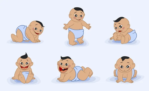 Beaucoup de bébés asiatiques . — Image vectorielle