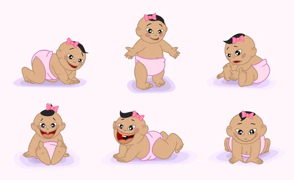 Muitos bebês asiáticos . —  Vetores de Stock