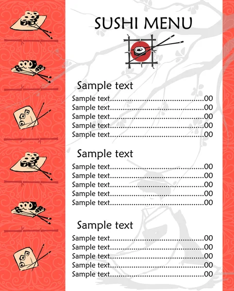 Μια εικονογράφηση φορέας ενός προτύπου μενού σούσι με χώρο για κείμενο. — Διανυσματικό Αρχείο